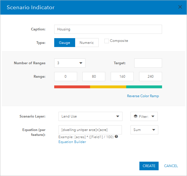 Configure estimated housing Scenario Indicator Configure estimated housing Scenario Indicator